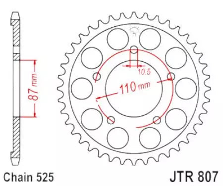 Kettenrad hinten Stahl JT JTR807.48ZBK, 48 Zähne Teilung 525 schwarz