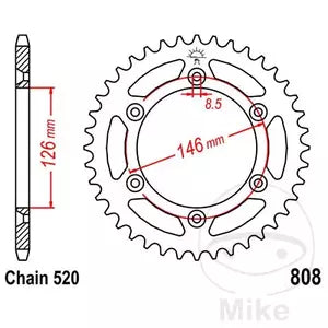 Kettenrad hinten Stahl JT JTR808.52, 52 Zähne Teilung 520