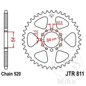 Kettenrad hinten Stahl JT JTR811.48, 48 Zähne Teilung 520