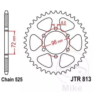 Kettenrad hinten Stahl JT JTR813.39, 39 Zähne Teilung 525
