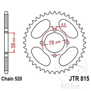 Kettenrad hinten Stahl JT JTR815.38, 38 Zähne Teilung 520