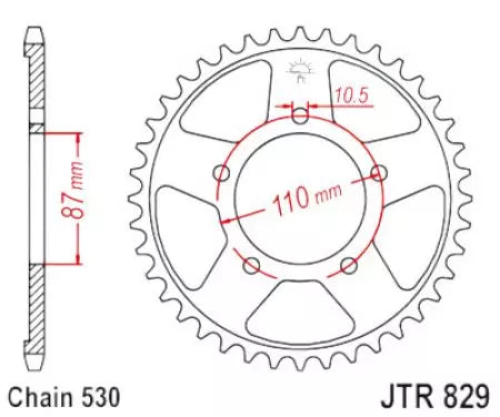 Kettenrad hinten Stahl JT JTR829.47ZBK, 47 Zähne Teilung 530 schwarz