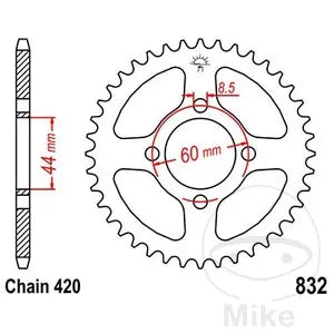 Kettenrad hinten Stahl JT JTR832.46, 46 Zähne Teilung 420