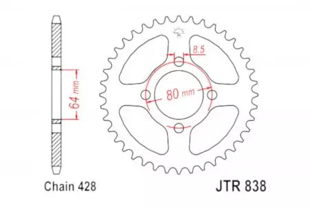 Kettenrad hinten Stahl JT JTR838.31, 31 Zähne Teilung 428