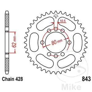 Kettenrad hinten Stahl JT JTR843.54, 54 Zähne Teilung 428