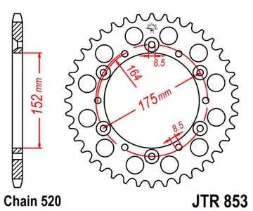 Kettenrad hinten Stahl JT JTR853.38, 38 Zähne Teilung 520