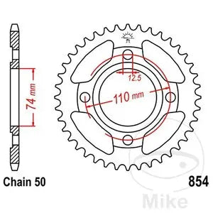 Kettenrad hinten Stahl JT JTR854.41, 41 Zähne Teilung 530