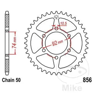 Kettenrad hinten Stahl JT JTR856.44, 44 Zähne Teilung 530