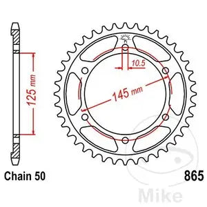 Kettenrad hinten Stahl JT JTR865.49, 49 Zähne Teilung 530