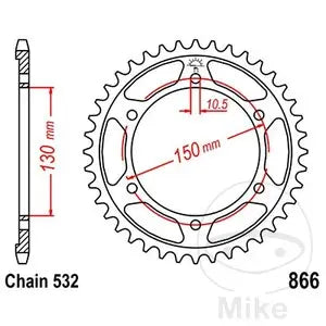 Kettenrad hinten Stahl JT JTR866.39, 39 Zähne Teilung 532