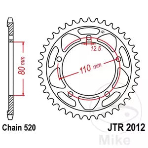 Kettenrad hinten Stahl JT JTR2012.42, 42 Zähne Teilung 520