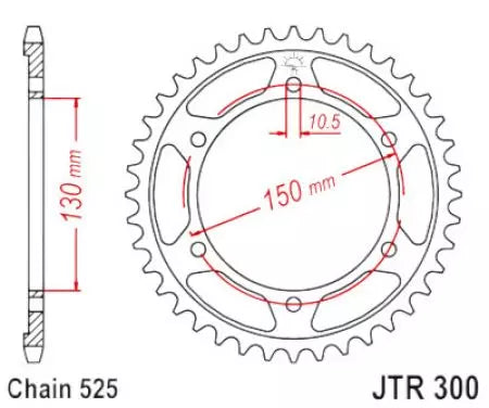 Kettenrad hinten Stahl JT JTR300.48ZBK, 48 Zähne Teilung 525 schwarz