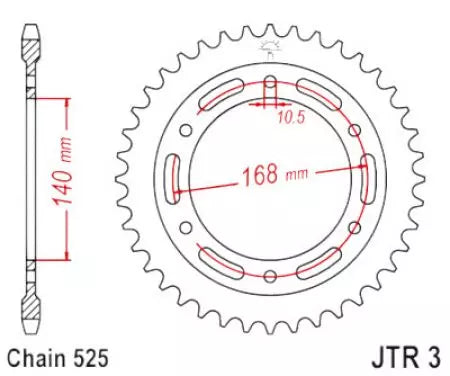 Kettenrad hinten Stahl JT JTR3.47ZBK, 47 Zähne Teilung 525 schwarz