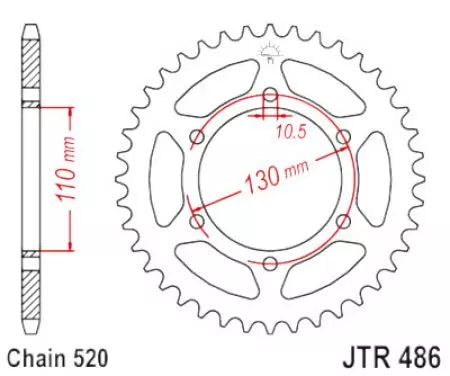 Kettenrad hinten Stahl JT JTR486.45ZBK, 45 Zähne Teilung 520 schwarz
