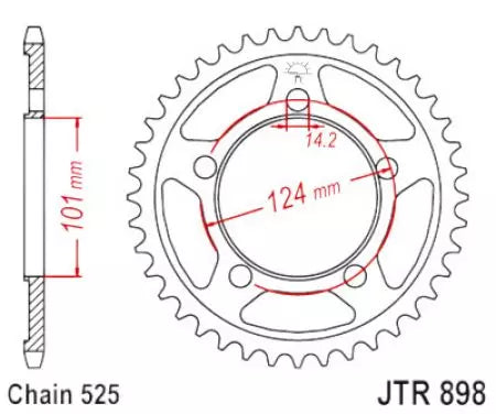Kettenrad hinten Stahl JT JTR898.41ZBK, 41 Zähne Teilung 525 schwarz